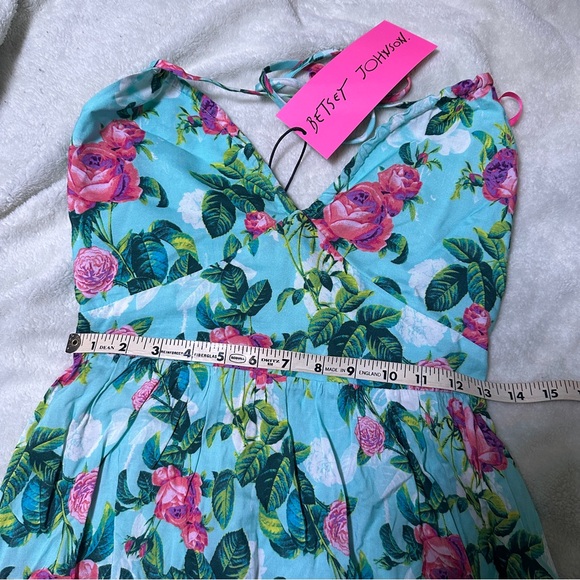 NWT! Betsey Johnson Paulina Halter Maxi Dress Floral Blue Women's Size Small - Picture 11 of 12